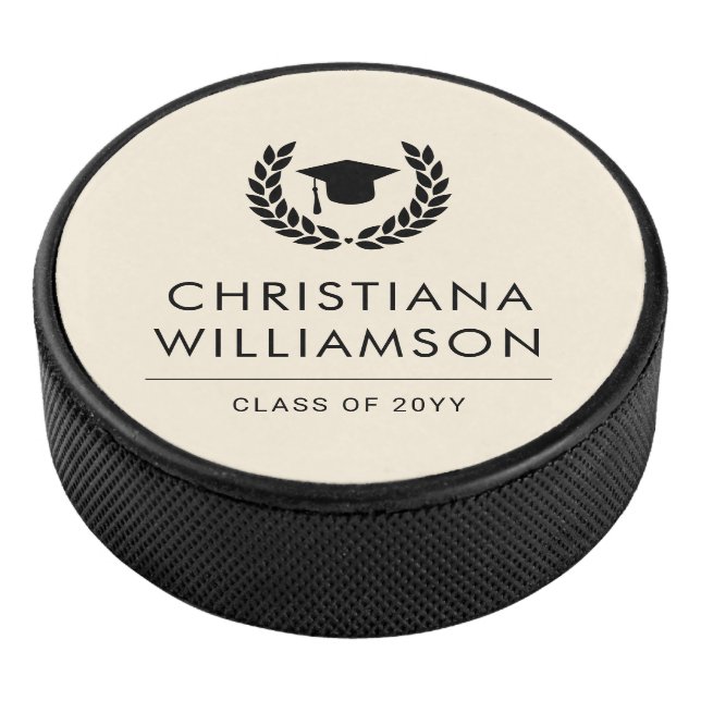 Personalized School and College Graduation Elegant Hockey Puck (3/4)
