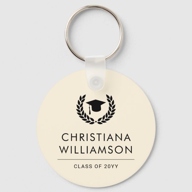 Personalized School and College Graduation Elegant Keychain (Front)