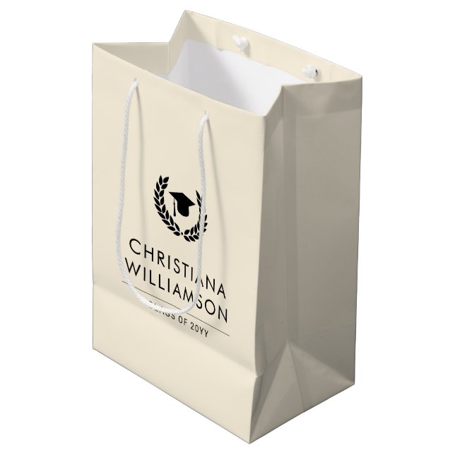 Personalized School and College Graduation Elegant Medium Gift Bag (Front Angled)