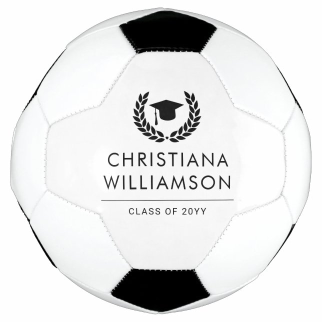 Personalized School and College Graduation Elegant Soccer Ball (Front)