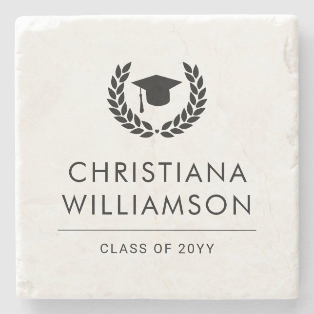 Personalized School and College Graduation Elegant Stone Coaster (Front)
