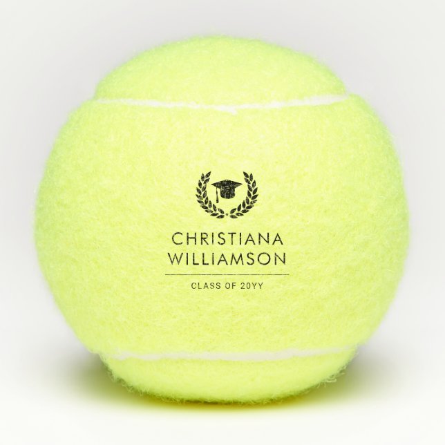 Personalized School and College Graduation Elegant Tennis Balls (Front)