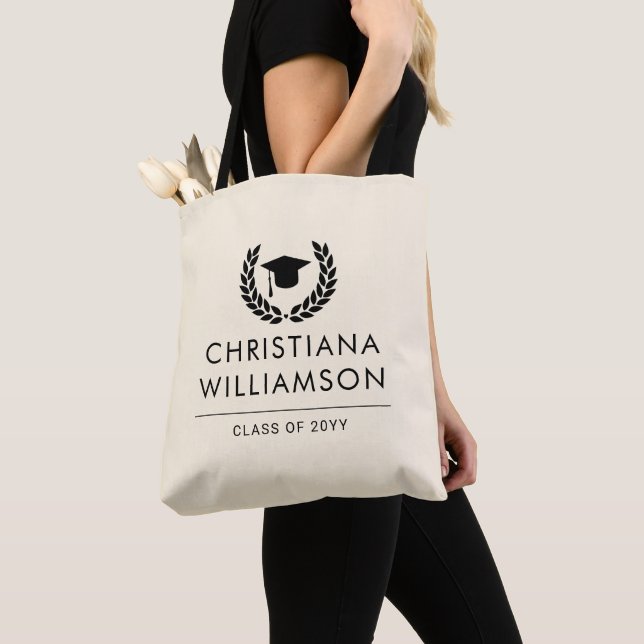 Personalized School and College Graduation Elegant Tote Bag (Close Up)