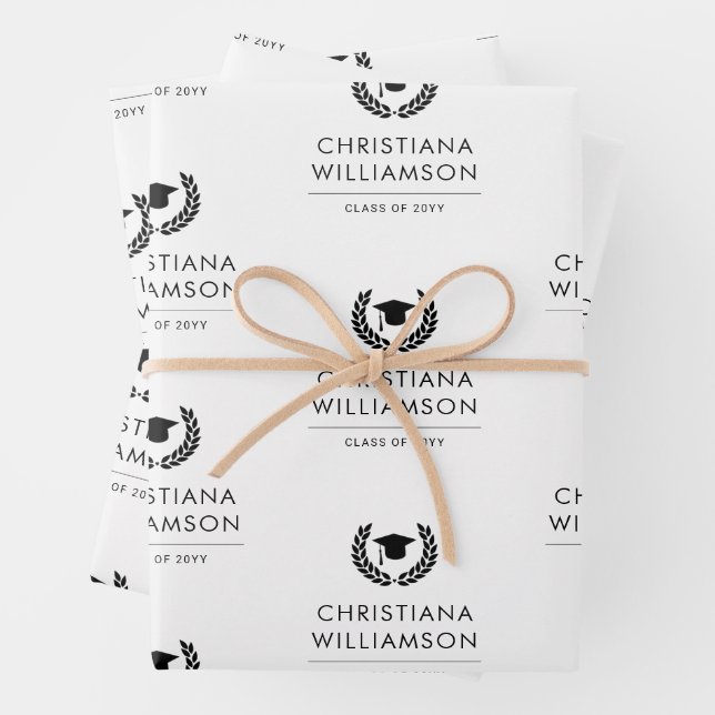Personalized School and College Graduation Elegant Wrapping Paper Sheet (In situ)