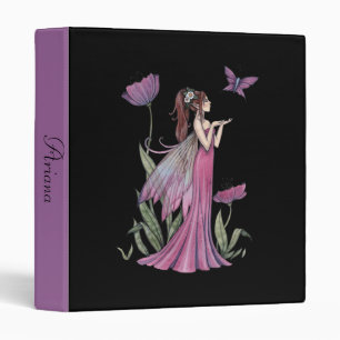 Personalized School Binder Purple Fairy Art