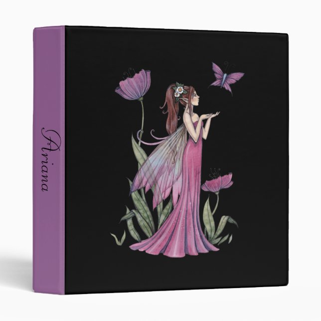 Personalized School Binder Purple Fairy Art (Front/Spine)