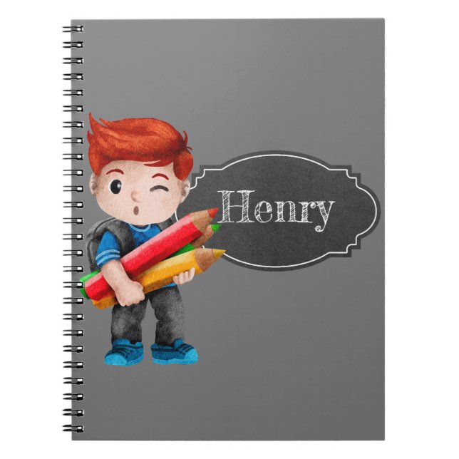 Personalized School Boy  Notebook (Front)