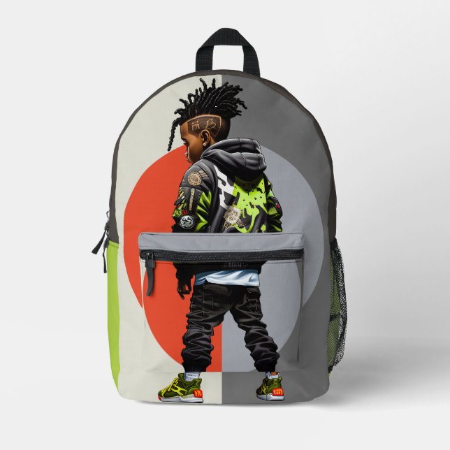 Personalized School Boy Printed Backpack (Front)