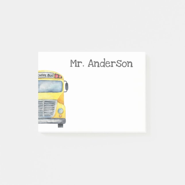 Personalized School Bus Driver Gift Post-it Notes (Front)