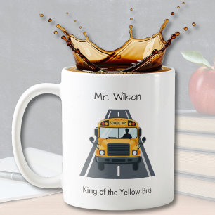 Personalized School Bus Driver King of Road Coffee Mug