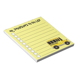 Personalized School Bus Driver Teacher Yellow Bus Notepad