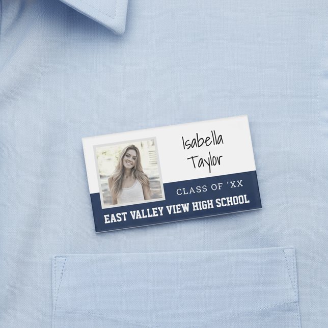 Personalized School Class Reunion Yearbook Photo Name Tag (Creator Uploaded)