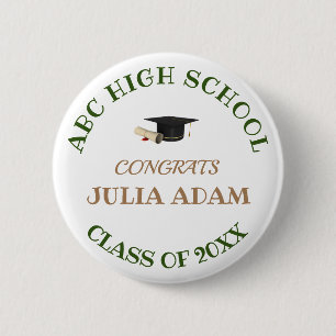 Personalized School College Graduation Celebration 2 Inch Round Button
