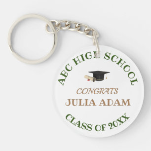 Personalized School College Graduation Celebration Keychain