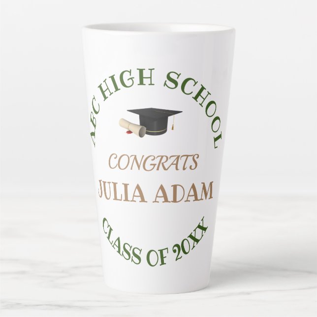 Personalized School College Graduation Celebration Latte Mug (Front)