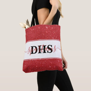 Personalized school colorblock and glitter tote ba bag