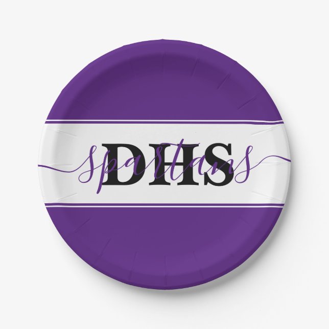 Personalized school colorblock  paper plate (Front)