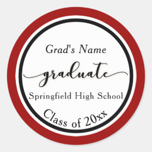 Personalized School Colour Graduation Celebration Classic Round Sticker