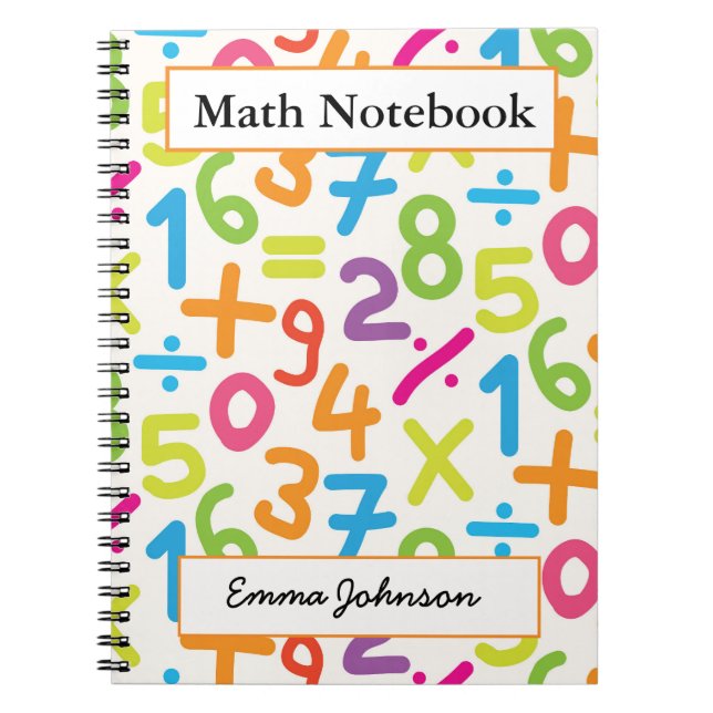 Personalized School Colourful Numbers Math  Notebook (Front)