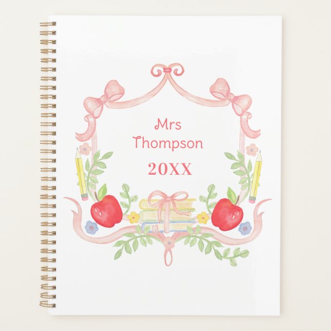 Personalized School Crest | Classroom Teacher Planner (Front)