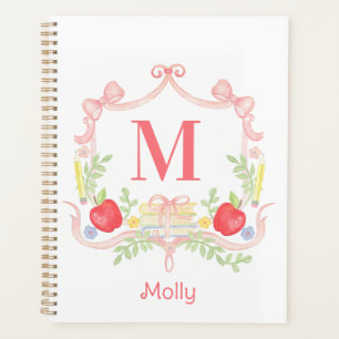 Personalized School Crest Monogram Planner