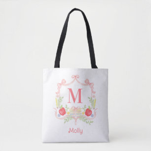 Personalized School Crest Monogram Tote Bag