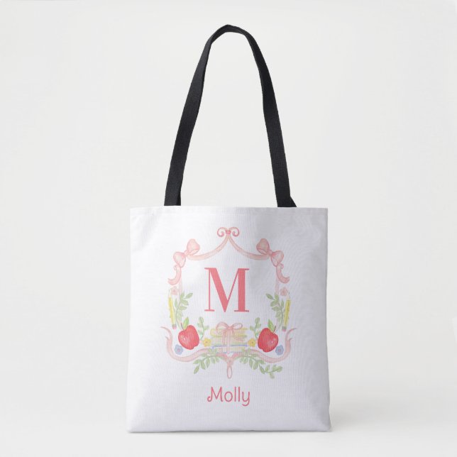 Personalized School Crest | Monogram Tote Bag (Front)