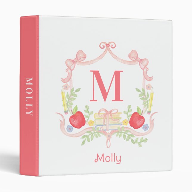 Personalized School Crest | Teacher Monogram Binder (Front/Spine)
