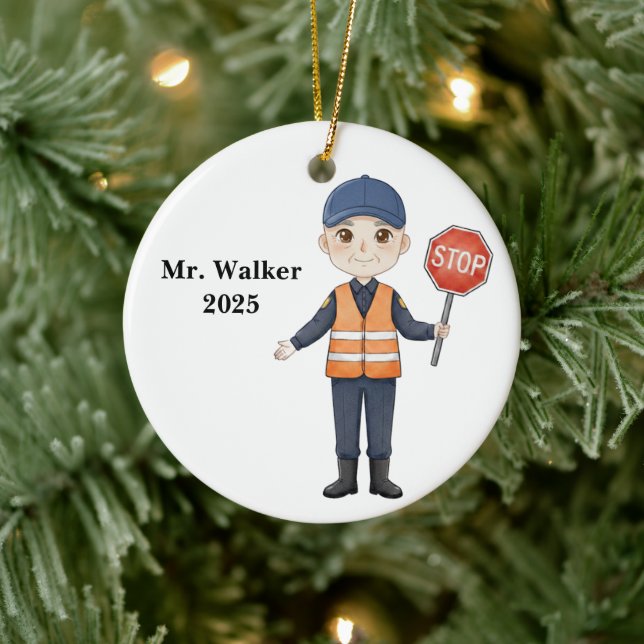 Personalized School Crossing Guard Ceramic Ornament (Tree)