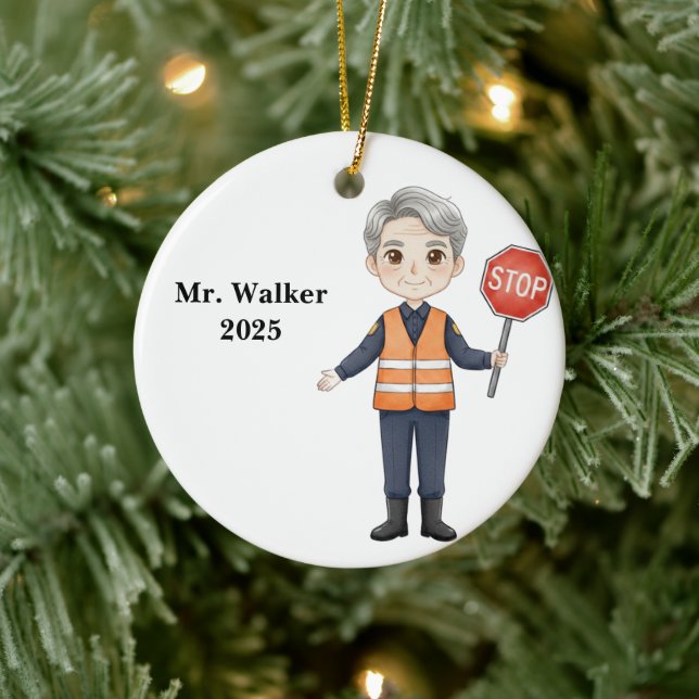 Personalized School Crossing Guard Ceramic Ornament (Tree)