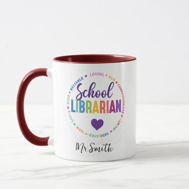 Personalized School Librarian Day | Custom Name  Mug (Left)