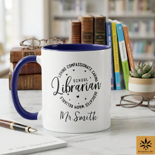 Personalized School Librarian Day   Custom Name  Mug
