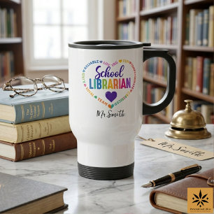 Personalized School Librarian Day Custom Name Travel Mug