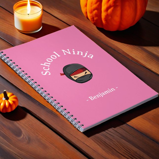 Personalized School Ninja kid notebook Pink Cover (Creator Uploaded)