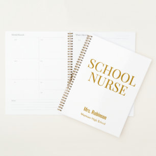 Personalized School Nurse Gold Script  Planner