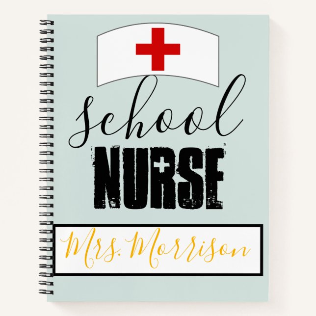 Personalized School Nurse Stethoscope Heart Notebook (Front)