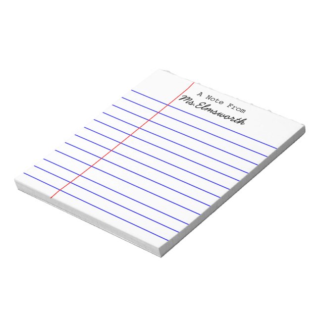 Personalized School Paper Design - Teacher Gift Notepad (Rotated)