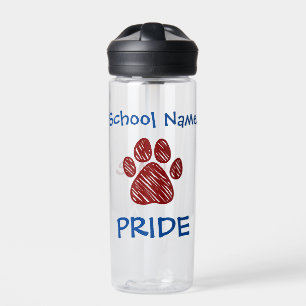 Personalized School Pride Maroon Paw Print Water Bottle