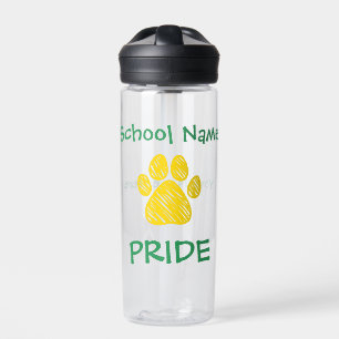 Personalized School Pride Paw Print Water Bottle