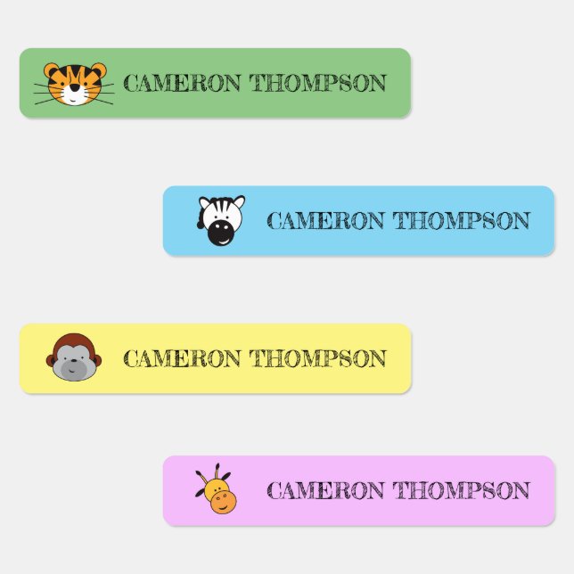 Personalized School Safari Animal Illustrations (Group)