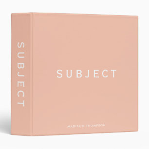 Personalized School Subject Boho Blush Pink Binder