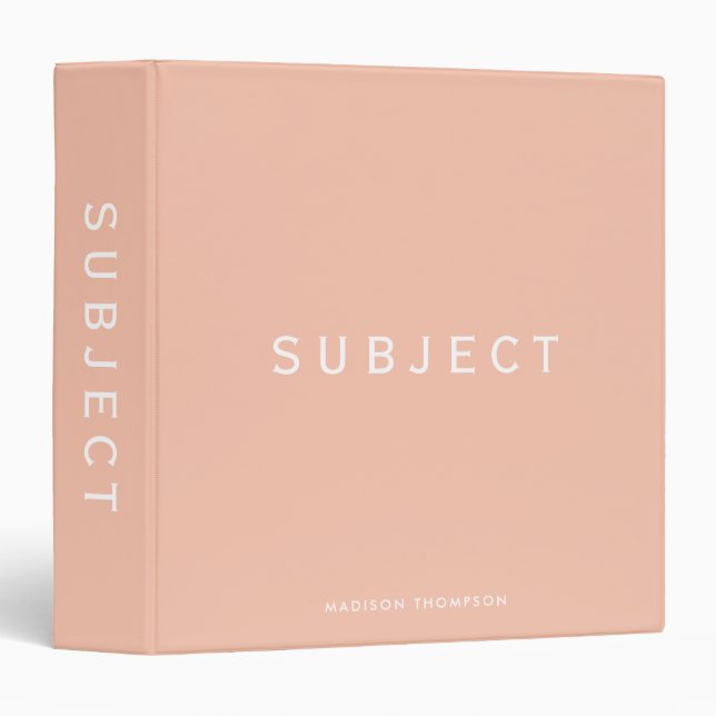  Personalized School Subject Boho Blush Pink Binder (Front/Spine)