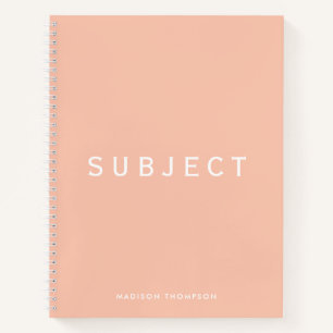 Personalized School Subject Boho Blush Pink Notebook