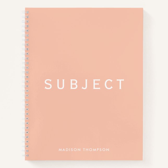  Personalized School Subject Boho Blush Pink Notebook (Front)