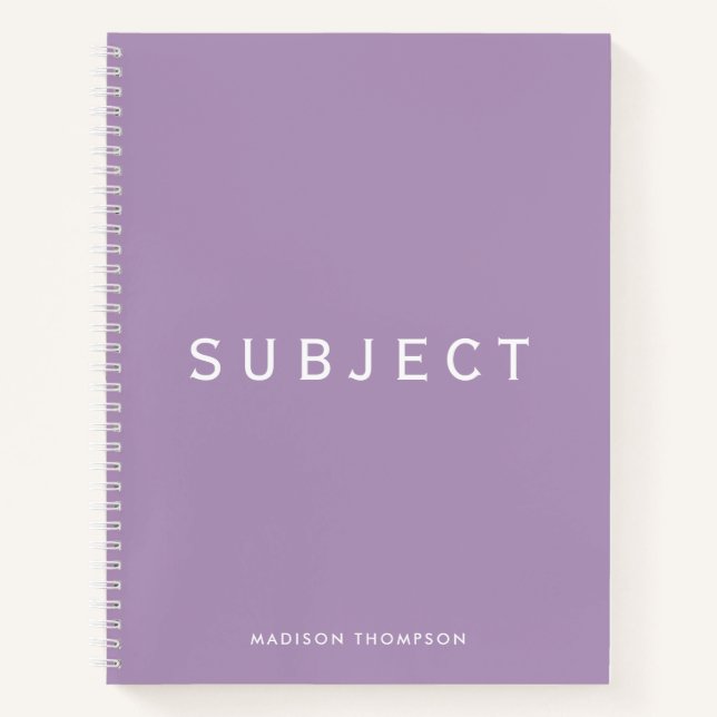  Personalized School Subject Boho Purple Notebook (Front)