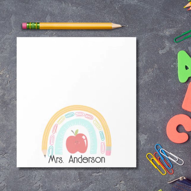 Personalized school supply rainbow teacher notepad (Creator Uploaded)