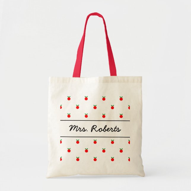 Personalized school teacher tote bag | red apples (Front)