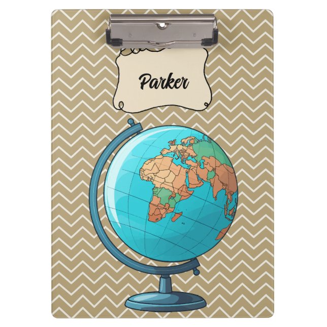 Personalized School World Globe Clipboard (Front)
