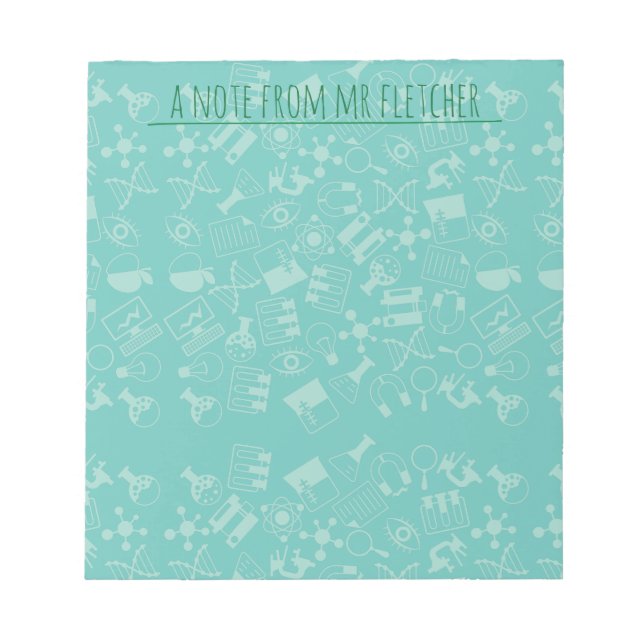 Personalized Science Icons Pattern Notepad (Front)