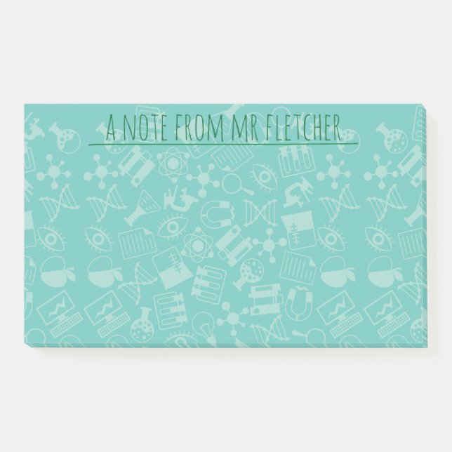 Personalized Science Icons Pattern Post-it Notes (Front)